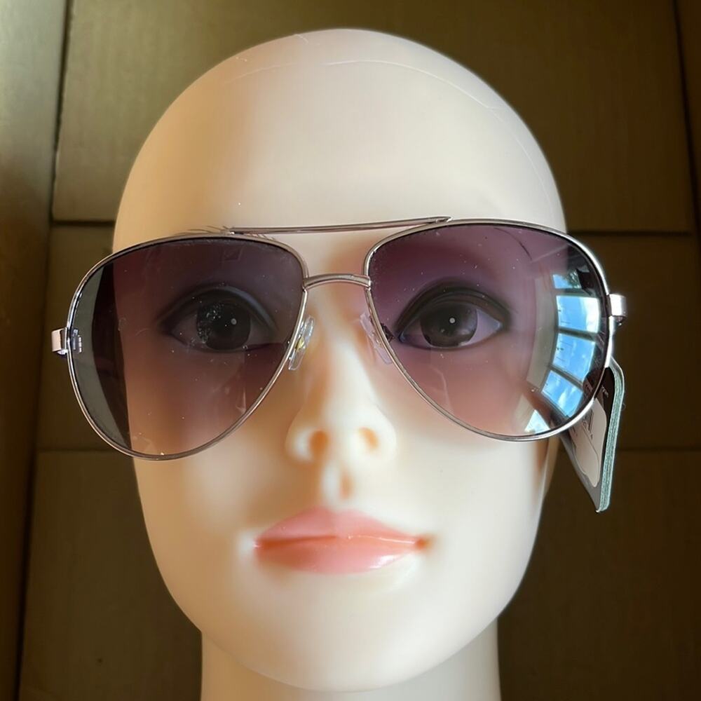 Foster Grant MaxBlock Janette Aviator Sunglasses Silver Black Gray